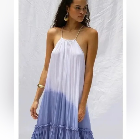 Jen’s Pirate BOOTY Ombre Krishna Maxi Dress Sz M/L White/Blue - Picture 3 of 10